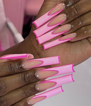 Pink Outline In Pink Press On Nails