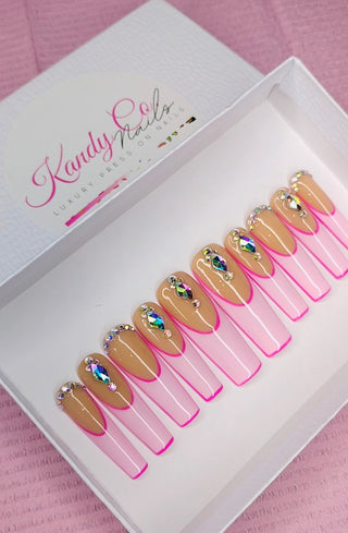 Pink Outline In Pink Press On Nails