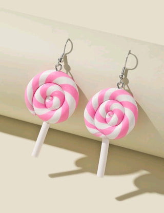 Pink Swirl Lollipop Earrings