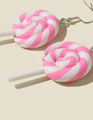 Pink Swirl Lollipop Earrings
