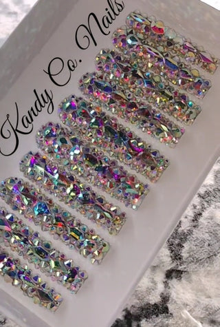 Full Bling Rhinestone Press On Nails Square