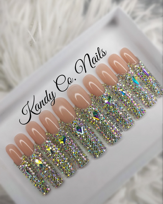 AB Rhinestone Bling Press On Nails Set