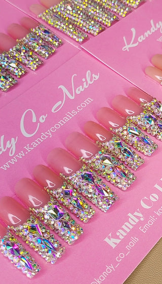 Bling French Tip Press On Nails