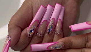 Pink Outline In Pink Press On Nails