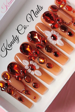 Red Bling Christmas Press On Nails