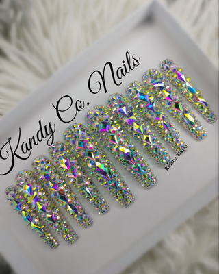 Full Bling Rhinestone Press On Nails Coffin