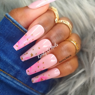 Pink Frosting Long Ballerina Press On Nails | Ready to ship