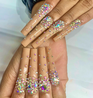 Nude Bling Press On Nails 10 PCS Nail Set in 1XL Length
