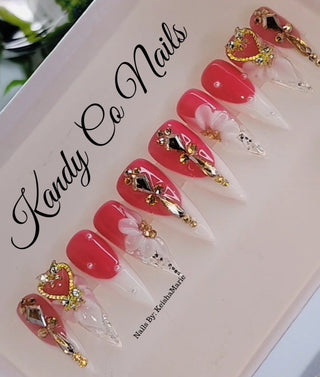 Short acrylic French Tip Luxury Summer Stiletto nails