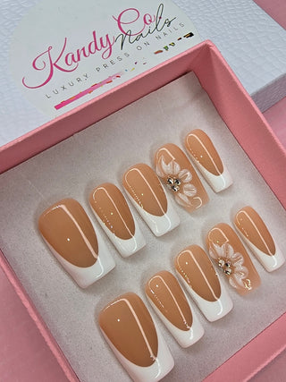 Acrylic Flower French Tip Nails