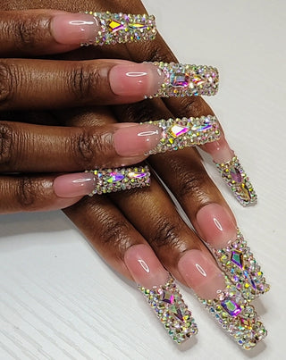 Bling French Tip Press On Nails