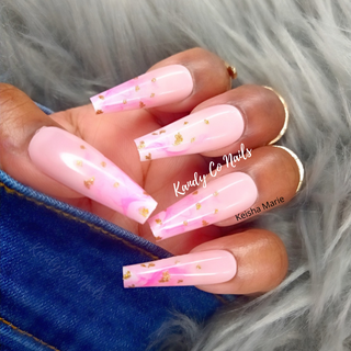 Pink Frosting Long Ballerina Press On Nails | Ready to ship