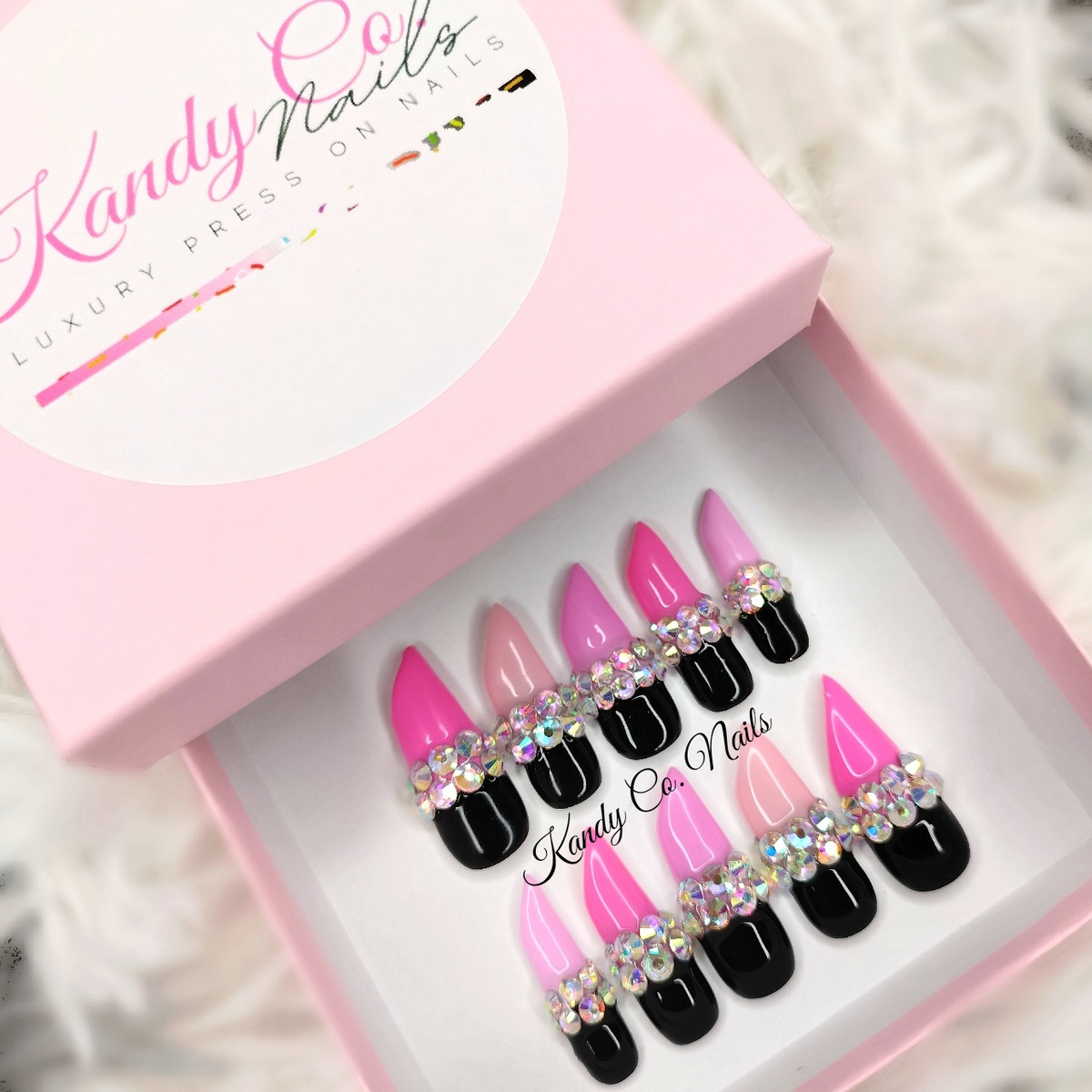 Short lipstick Bling Press On Nails – Kandy Co Nails